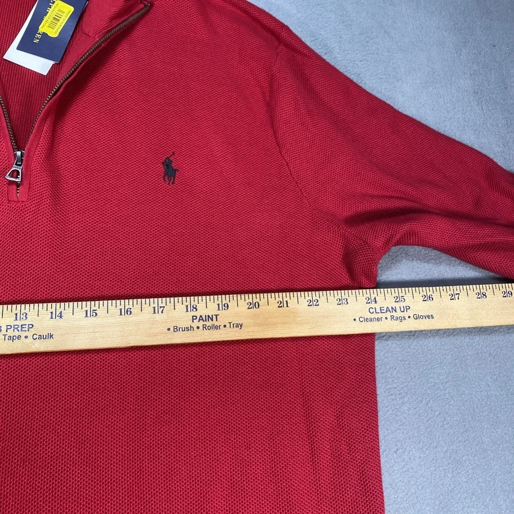 Polo Ralph Lauren Men's XXL/TTG 1/4 Zip Knit Sweater Classic Red Mock Neck NWT